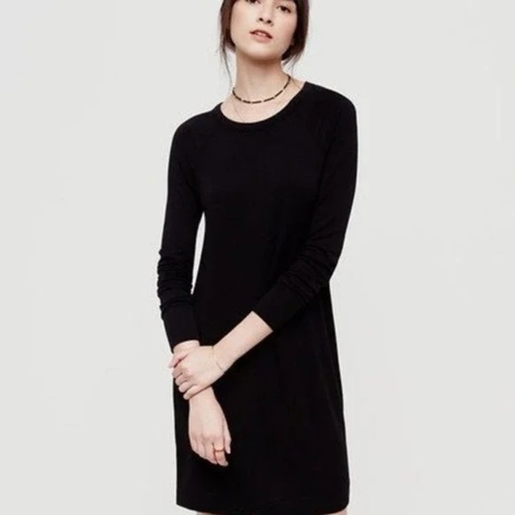 Lou & Grey Signature Soft Black Long Sleeve Casual Closet Staple Dress Sz M - Picture 5 of 10